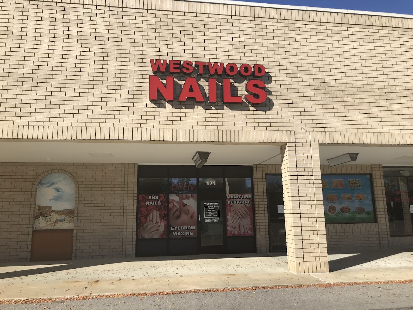 Westwood Nails storefront at Westwood Shopping Center